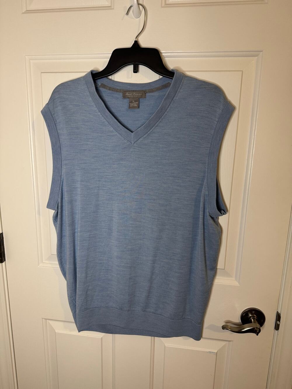 Daniel Cremieux Extra Fine Merino Wool V-neck Sweater Vest Light Blue XL